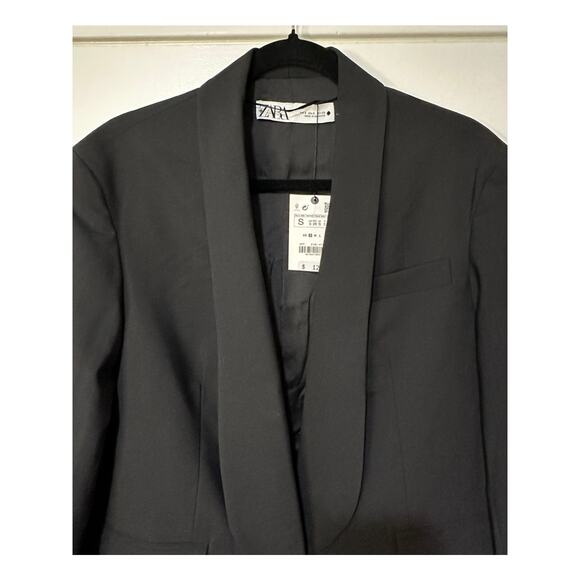 Zara Women's Black Blazer Size Small NWT Wool Polyester Blend Dressy Off… - Picture 3 of 13